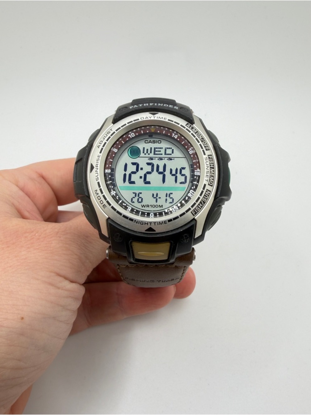 Pre-Owned Men's Casio 46mm, Pathfinder PAS 400B Fishing Timer 100m Watch!